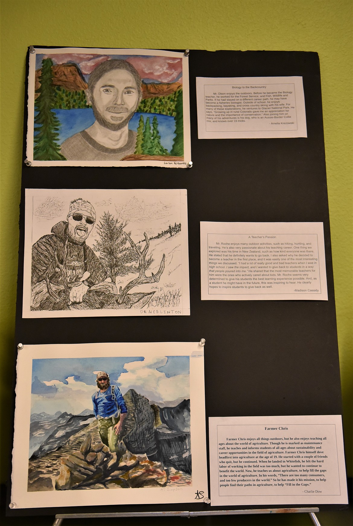 Portraits and paragraphs from the Staff Profile Project at Whitefish High School. (Julie Engler/Whitefish Pilot)