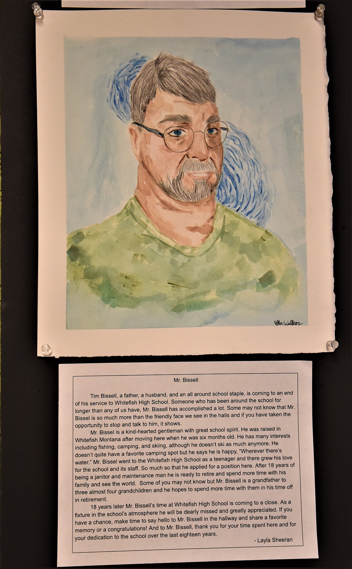 Portraits and paragraphs from the Staff Profile Project at Whitefish High School. (Julie Engler/Whitefish Pilot)