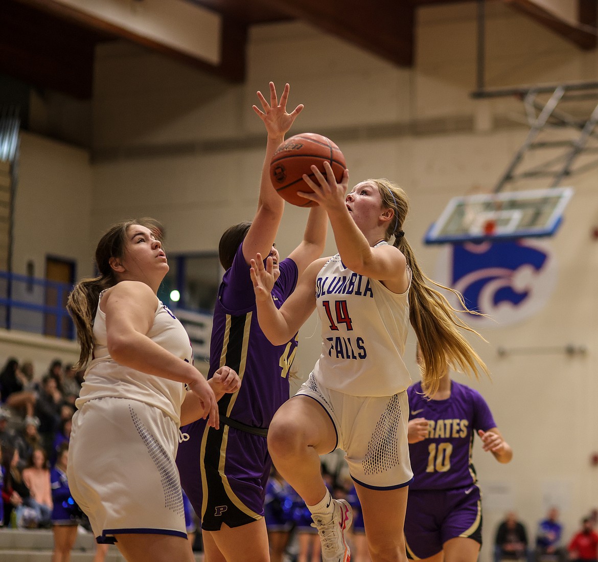 Junior Hope McAtee goes for a layup at home on Thursday against Polson. (JP Edge photo)