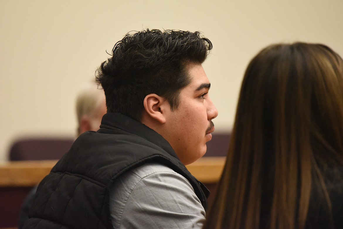 Joseph Craig Neva appears in Flathead County District Court on Jan. 25 for his sentencing on criminal endangerment and partner or family member assault charges. (Derrick Perkins/Daily Inter Lake)