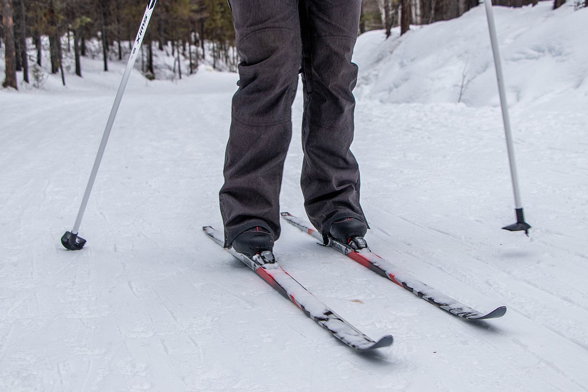 Cross country skis are seen at Round Meadow Trail on Jan. 25, 2023. (Kate Heston/Daily Inter Lake)