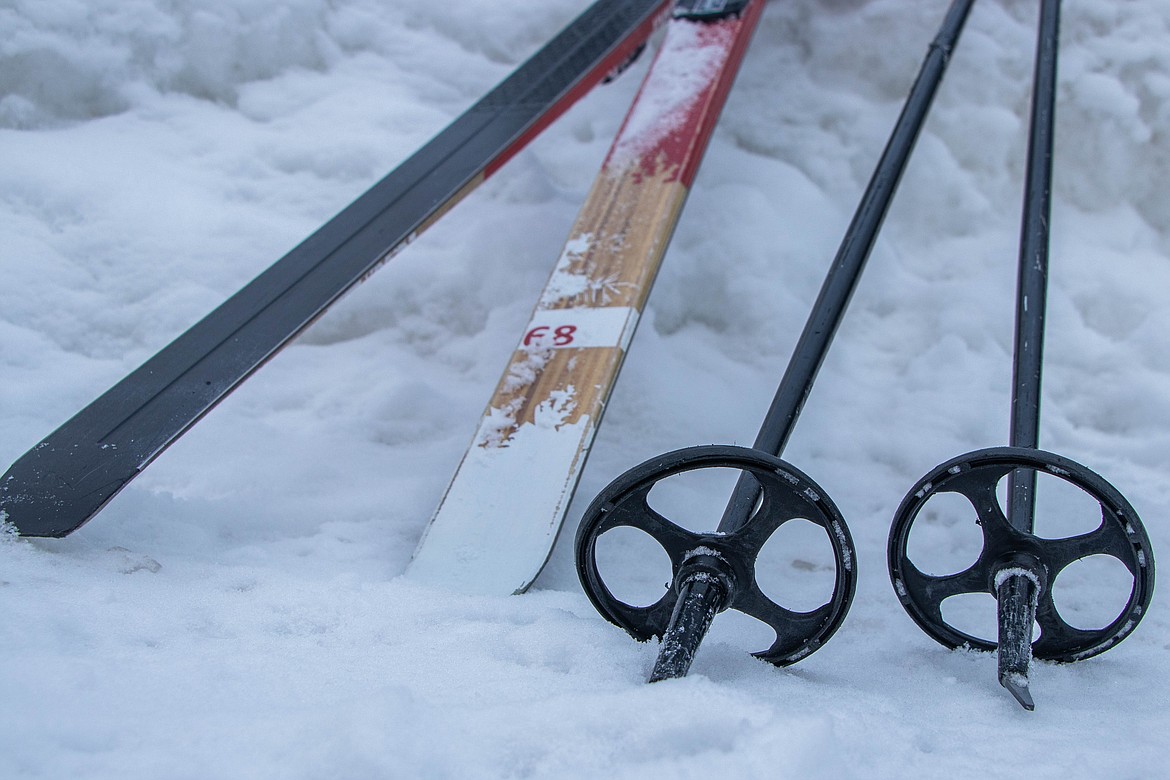 Cross country skis, from Sportsman, are seen on Jan. 25, 2023. (Kate Heston/Daily Inter Lake)