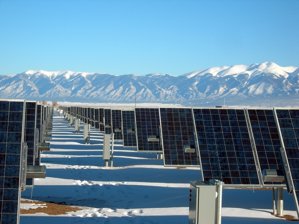 Solar panels soak in light under the winter sun. The Chinese government has reportedly banned the export of some high-tech solar manufacturing technologies.