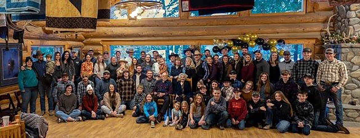 Members of the Woods family gather to celebrate the 75h wedding anniversary of Jim and Virginia Woods. The couple were married on Jan. 1, 1948.