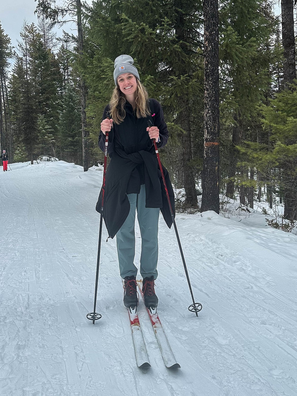 Reporter Kate Heston is seen cross country skiing on Jan. 25, 2023.