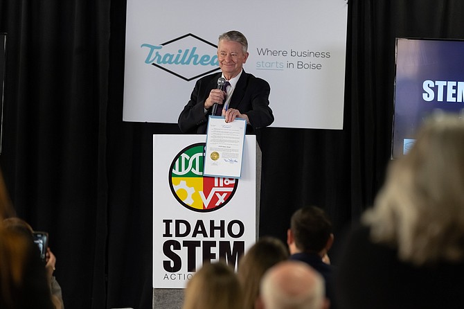 Idaho Gov. Brad Little declares February 2023 as STEM Matters Month during a kickoff event Idaho STEM Action Center hosted Wednesday at the Boise co-working space Trailhead.