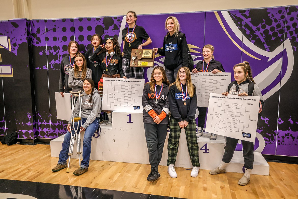 The Ronan girls wrestling team won the Western A divisional meet in Polson on Saturday. (JP Edge/Hungry Horse News)