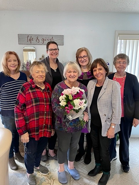 Moses Lake music teacher Harriet West will be indicted into the Washington State Music Teachers Hall of Fame in June. From left:  Rhonda Hummel, Mary Merrell, Gina Colver, West, Marina Munter, Gracie Payne, Doreen Slaugh.