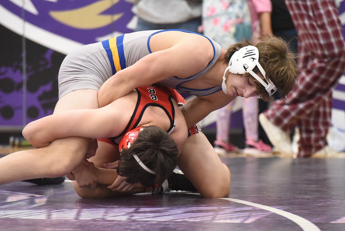 Libby's Ian Thom qualified for state with a seventh-place finish at 152 pounds at the Western Class A tournament in Polson. (Scott Shindledecker/The Western News)