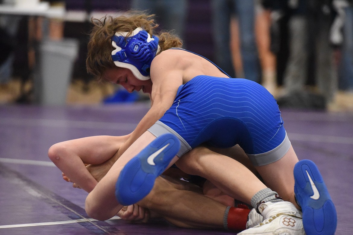 Libby's Riley Orsborn qualified for state with a fourth-place finish at 103 pounds at the Western Class A tournament in Polson. (Scott Shindledecker/The Western News)