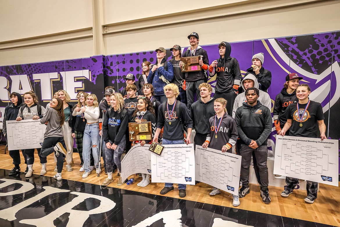 The Ronan girls wrestling team placed first and the boys third at the Western A divisional meet in Polson on Saturday. (JP Edge/Hungry Horse News)