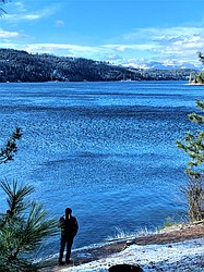 A man looks out at Lake Coeur d'Alene from Higgens Point on a recent sunny morning.