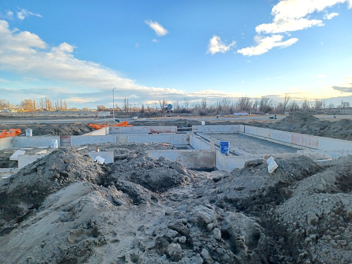 A foundation waits for a house to be built on it on Wood Court in the Refuge at Mae Valley development on the west end of Moses Lake.