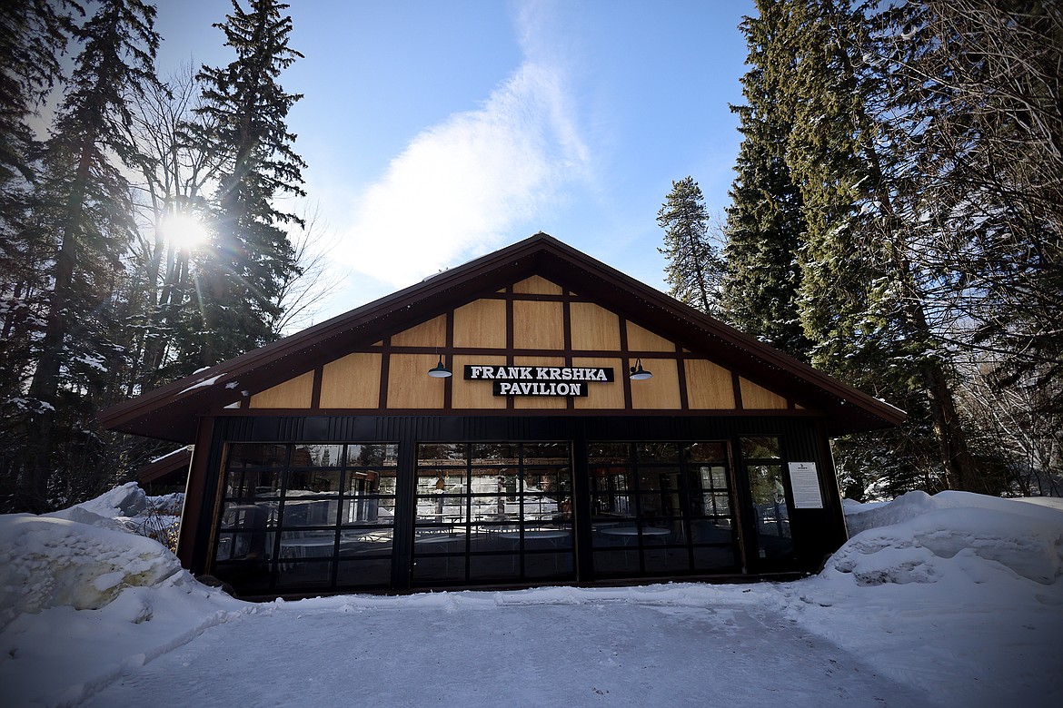 The Frank Krshka Pavilion on the grounds of the Izaak Walton Inn in Essex Thursday, Feb.9, 2023. (Jeremy Weber/Daily Inter Lake)