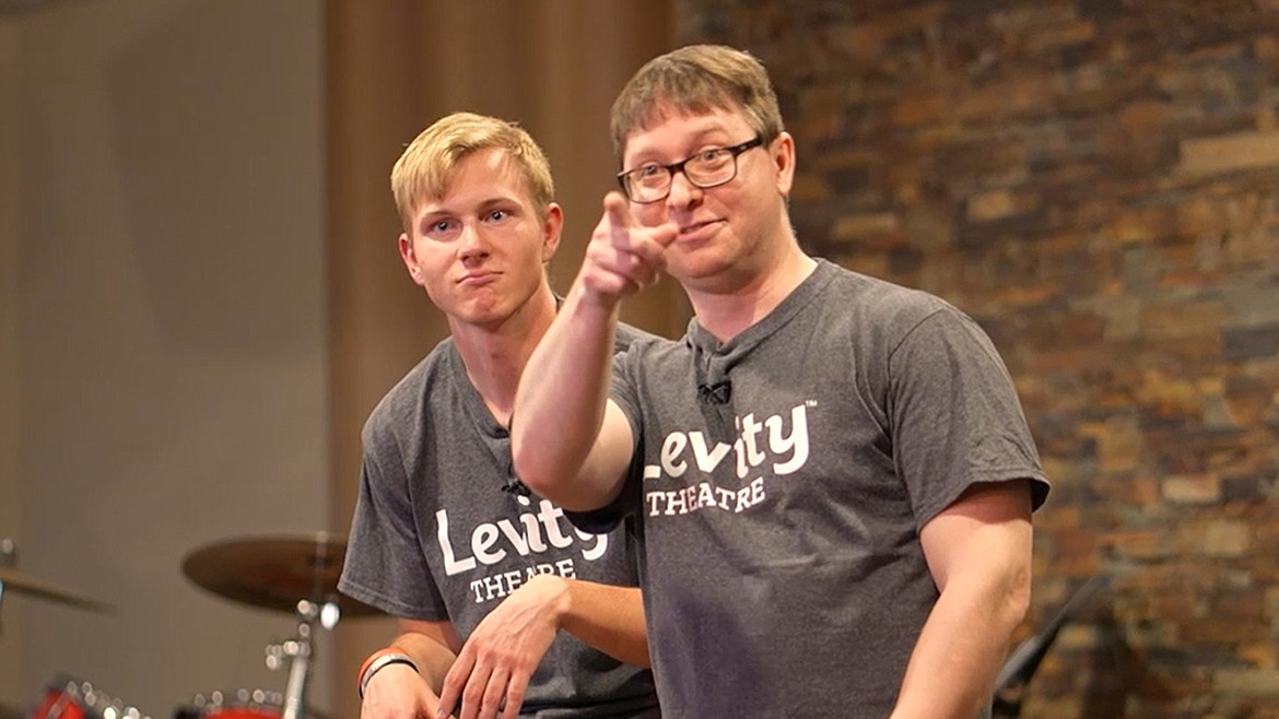 Left, Noah Johnson, founder of Levity Theatre, performs with Dartanion London in an improv show. Johnson will perform with 5 others in a Cover to Cover improv show, where performers will interview authors before using their lives as inspiration for comedy sketches.