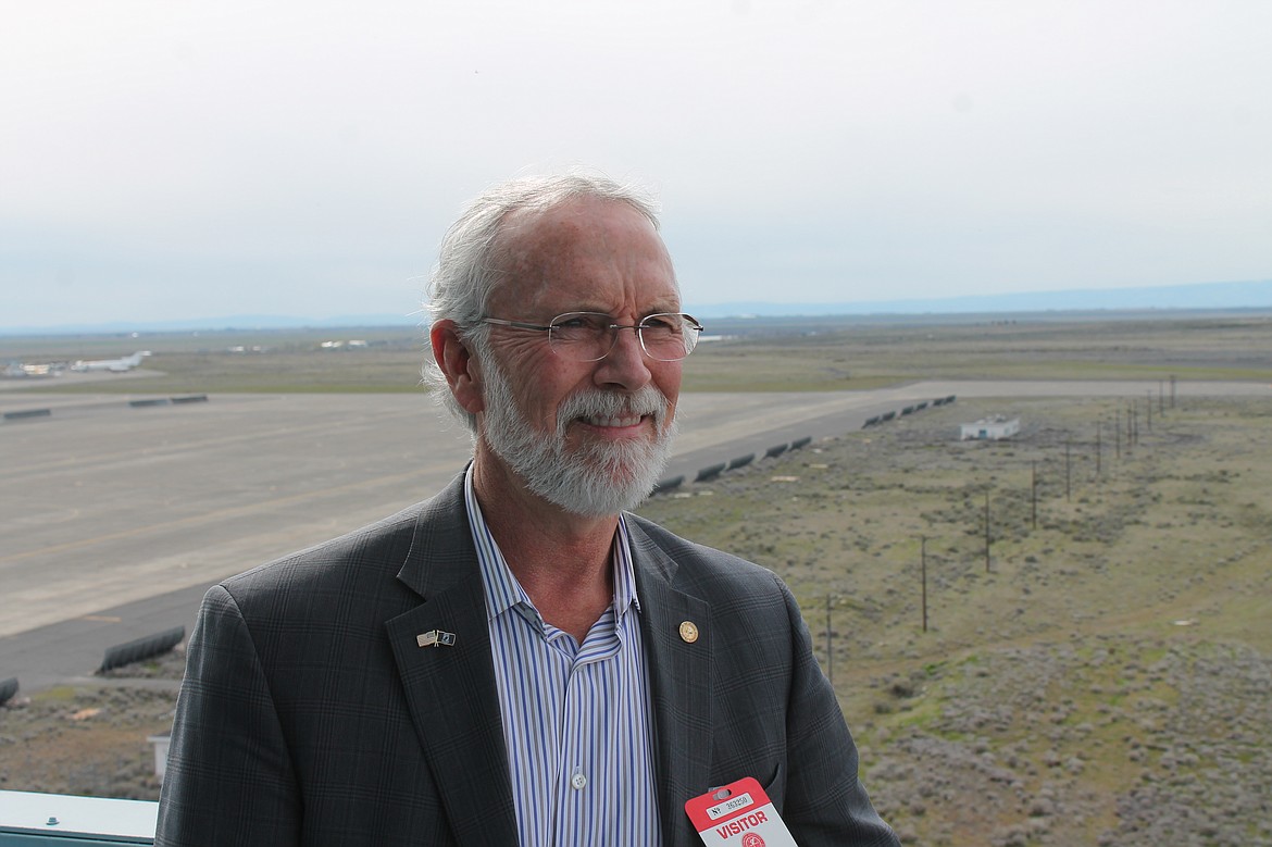 Rep. Dan Newhouse, R-Yakima, during a tour of the control tower of the Grant County International Airport in April 2017. Newhouse was just named co-chair of the U.S. House of Representatives' Congressional Wine Caucus for the next two years.