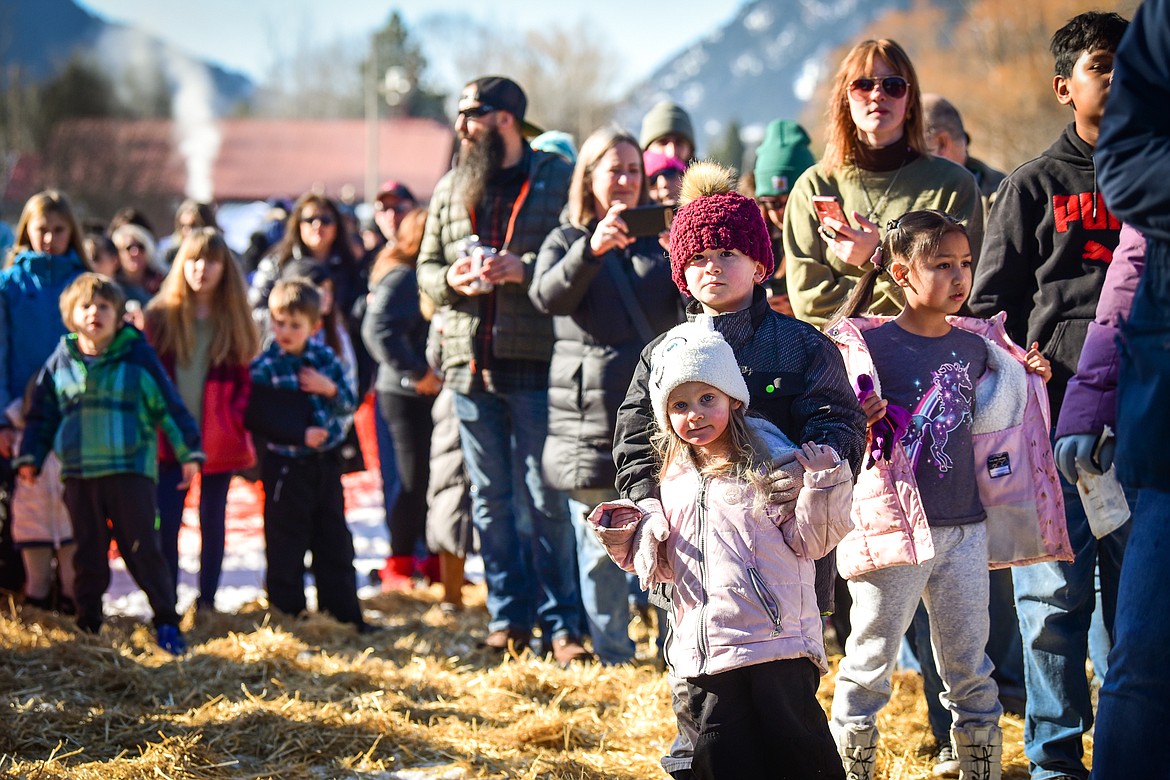 The crowd watches the Barstool Ski Races at Cabin Fever Days in Martin City on Saturday, Feb. 11. (Casey Kreider/Daily Inter Lake)