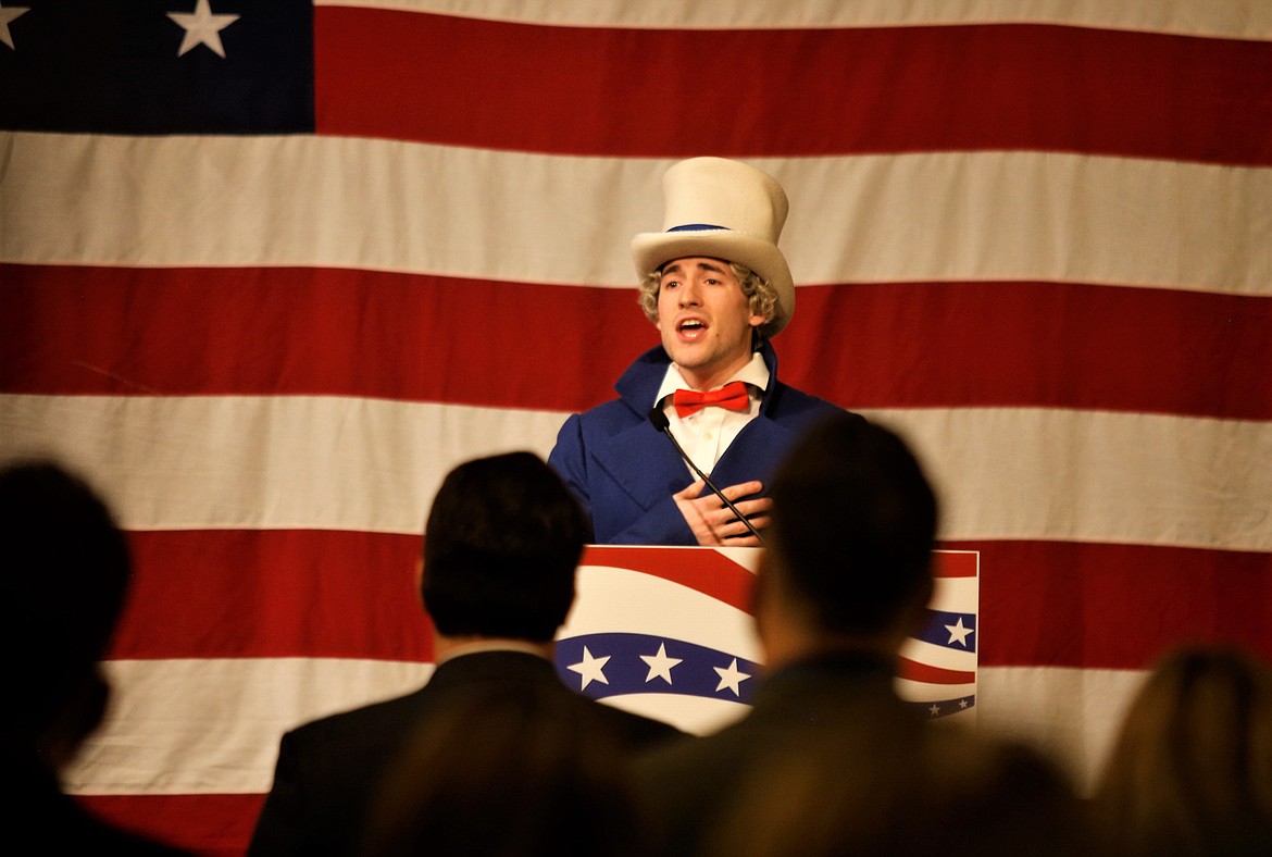 Samuel Pinkerton sings during the annual Lincoln Day Dinner at The Coeur d'Alene Resort on Saturday.