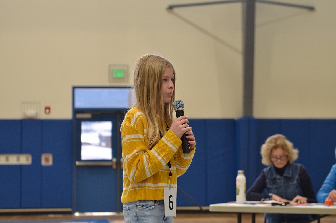 Charlo sixth grader Kylie Cox took second place in last Friday's county spelling bee. (Kristi Niemeyer/Leader)