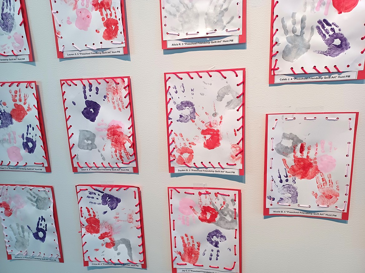 Each preschool class in the Preschool Art Show at the Moses Lake Museum had a different theme. Many classes used the students’ handprints as a starting point for their creativity.