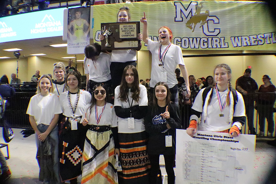 The Ronan Girls Wrestling Team made state history, winning the first Class A-C title at last weekend's State Wrestling Tournament in Billings. (Michelle Sharbono photo)