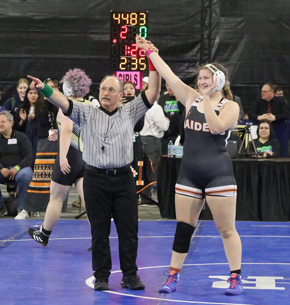 Ronan's Tirza TwoTeeth picked up a state championship at 235 pounds. (Michelle Sharbono photo)