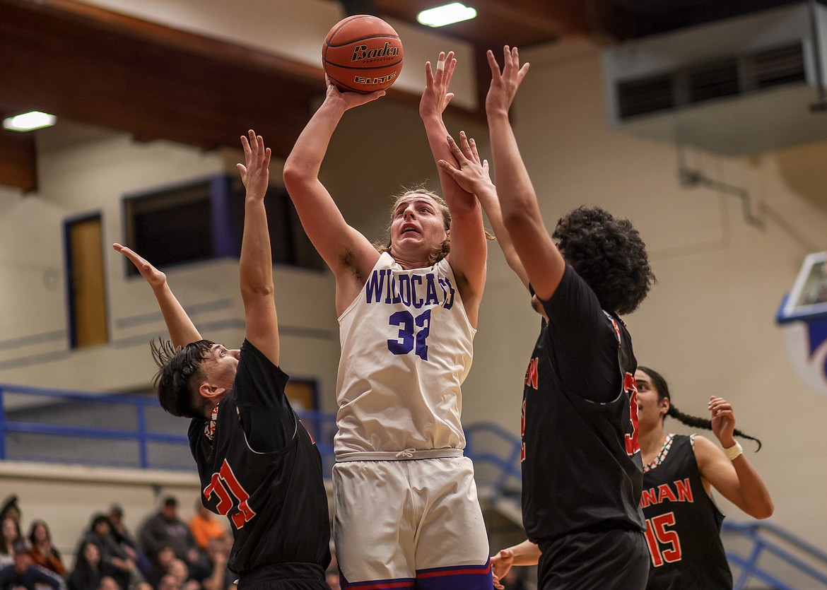 Junior Cody Schweikert goes for the basket against Ronan on Thursday against Ronan. (JP Edge photo)