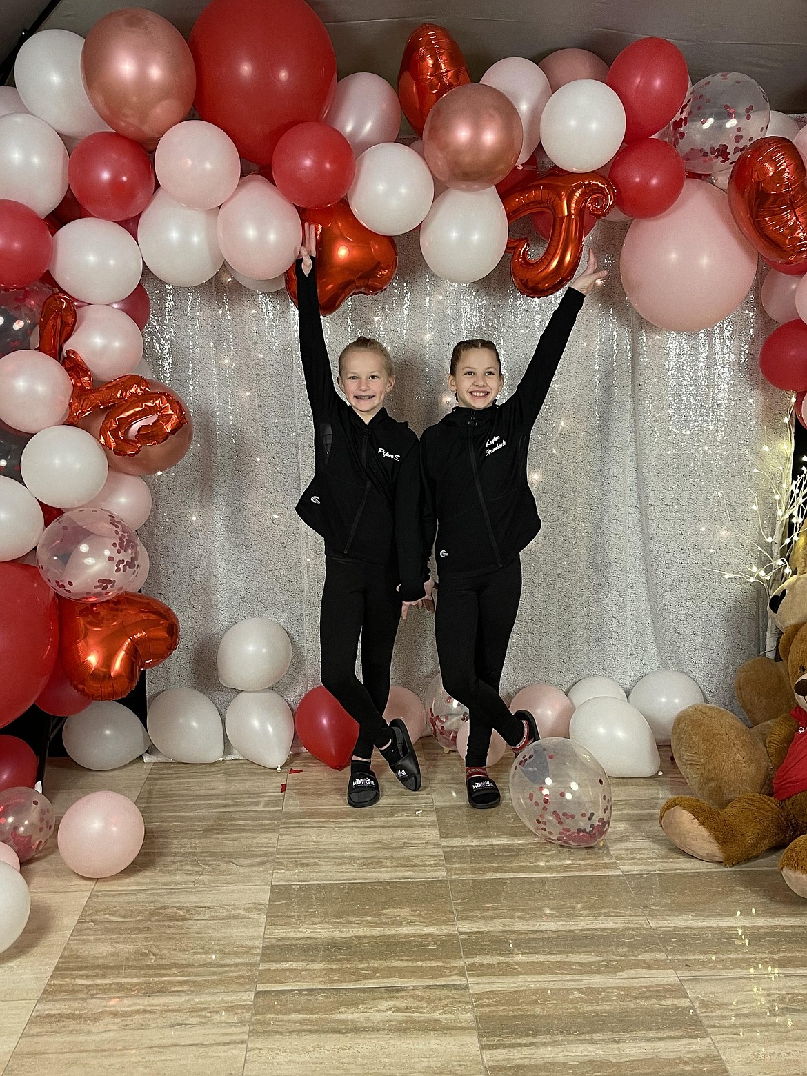 Courtesy photo
Avant Coeur Gymnastics Hope's Elite girls competed at the Brestyan's Las Vegas Invitational to pass out of Compulsory Elite. Piper St. John, left, earned her qualifying Compulsory Elite score. Also pictured is Kaylee Strimback.