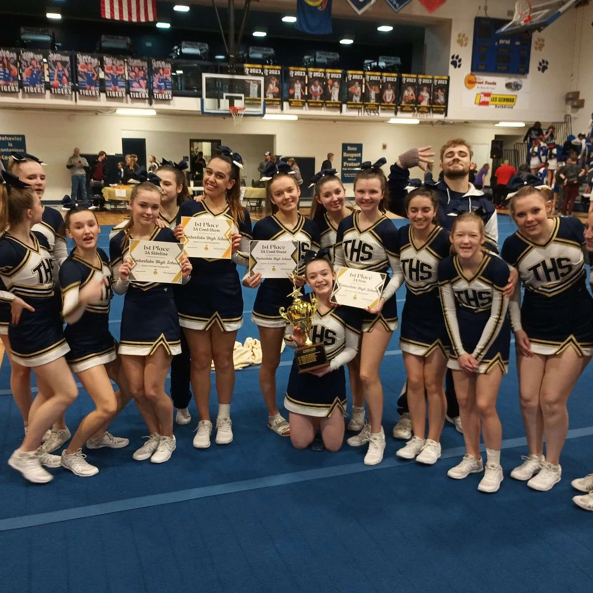 The Timberlake High School cheer team won the 3A Grand Champion award at the Idaho High School Activities Association's State Qualifier, hosted by Timberlake Jan. 28.