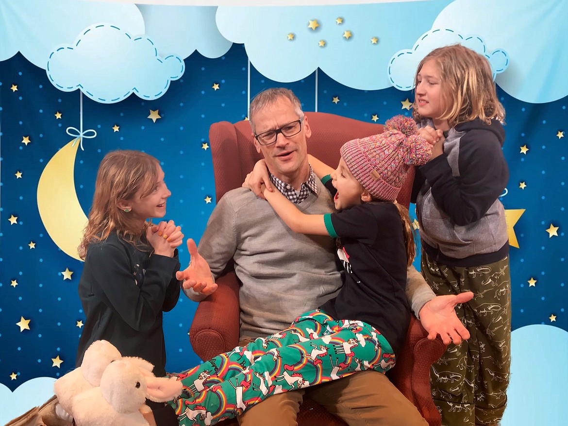 Whitefish Theatre Co. presents “Bedtime Stories (As Told By Our Dad)(Who Messed Them Up)” as part of their double feature theatre production. Cast members include Pia Sarraille, Konrad Binder, Rooney Weidemann and Gabriel Walrath. (Photo courtesy of WTC)