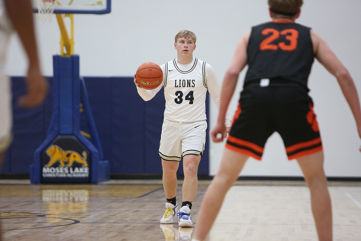 MLCA/CCS junior Jonah Robertson (34) led the Lions in scoring (18 points) in their 64-53 win over Soap Lake on Friday night, which Head Coach Emerson Ferguson said was a “statement win.”