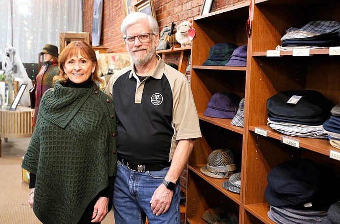 Craig and Ilene Moss stand by some of the products from Ireland they offer at All Things Irish in downtown Coeur d'Alene.