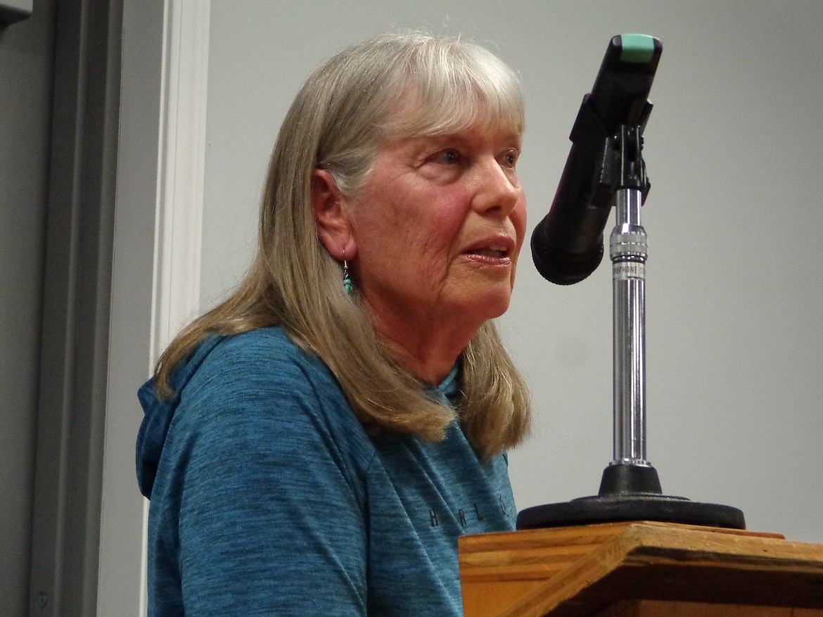 Ephrata resident Jean Patterson speaks to the Ephrata City Council on Wednesday. Patterson represents a group of citizens who would like to raise money and build new pickleball courts, preferably in Lions Park, and then donate them to the city.