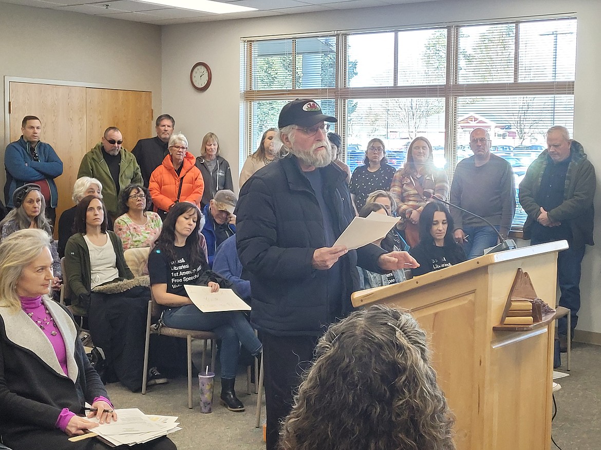 Marty Modance was one of several community members who gave public comment Thursday during a meeting of the Community Library Network board.