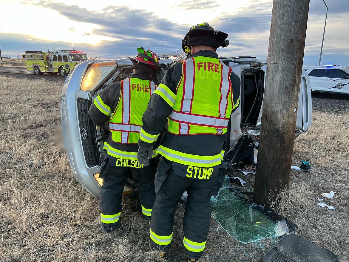 While higher temperatures have led to dry roads, that hasn't stopped accidents in the area. Grant County Fire District 13 responded to this accident Monday morning. The department is asking drivers to be cautious as high winds and cold, possibly snowy, weather return as the week progresses.