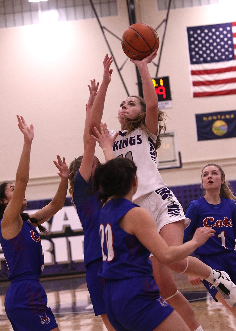 Charlo's Seeley McDonald reaches for the basket during Saturday's 14C championship game against Superior. (Bob Gunderson photo)