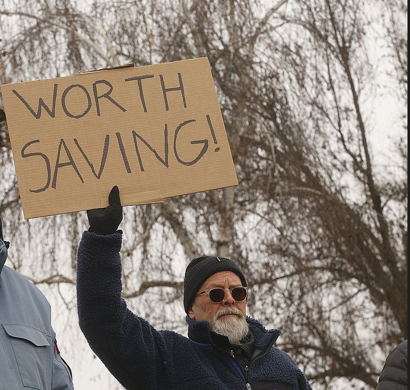 Longtime North Idaho College instructor Bob Bennett was among those who gathered on campus Tuesday in support of students, staff and faculty.