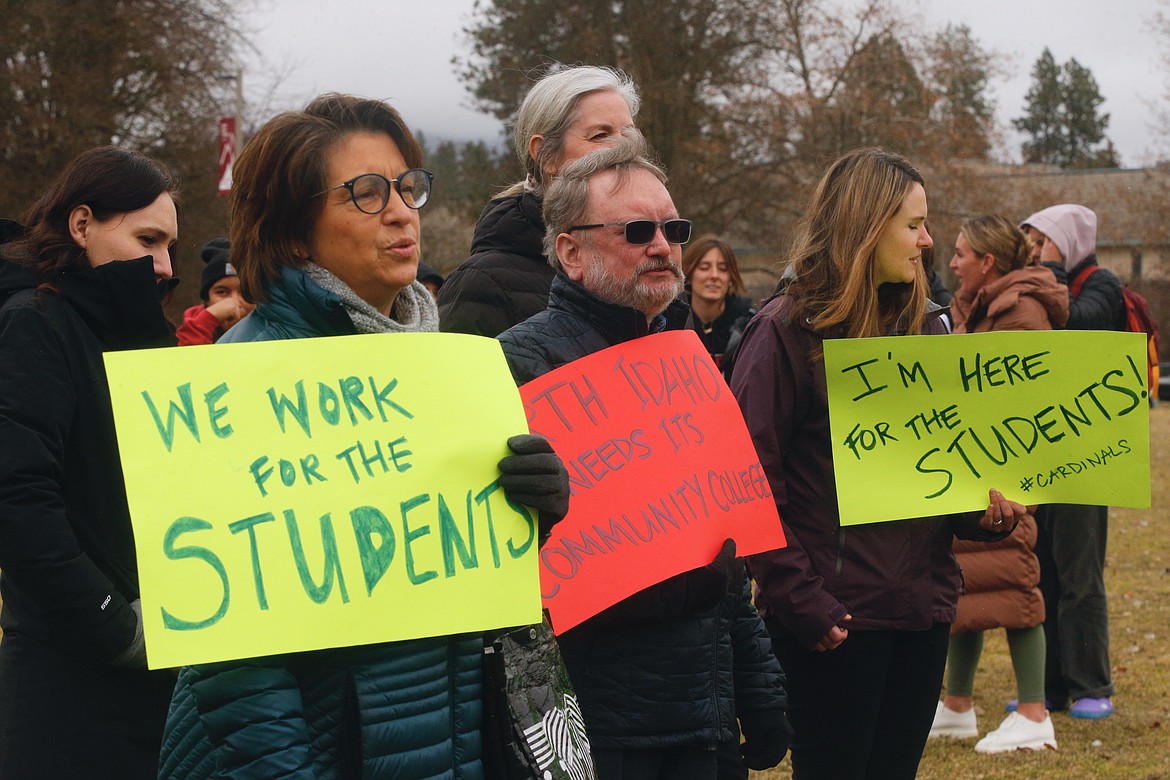 Staff and faculty joined other community members as they called for North Idaho College trustees to take action to protect accreditation. KAYE THORNBRUGH/Press