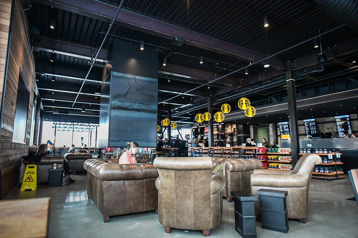 Spacious interior with a variety of seating at Black Rifle Coffee Company in Kalispell on Tuesday, Feb. 21. (Casey Kreider/Daily Inter Lake)