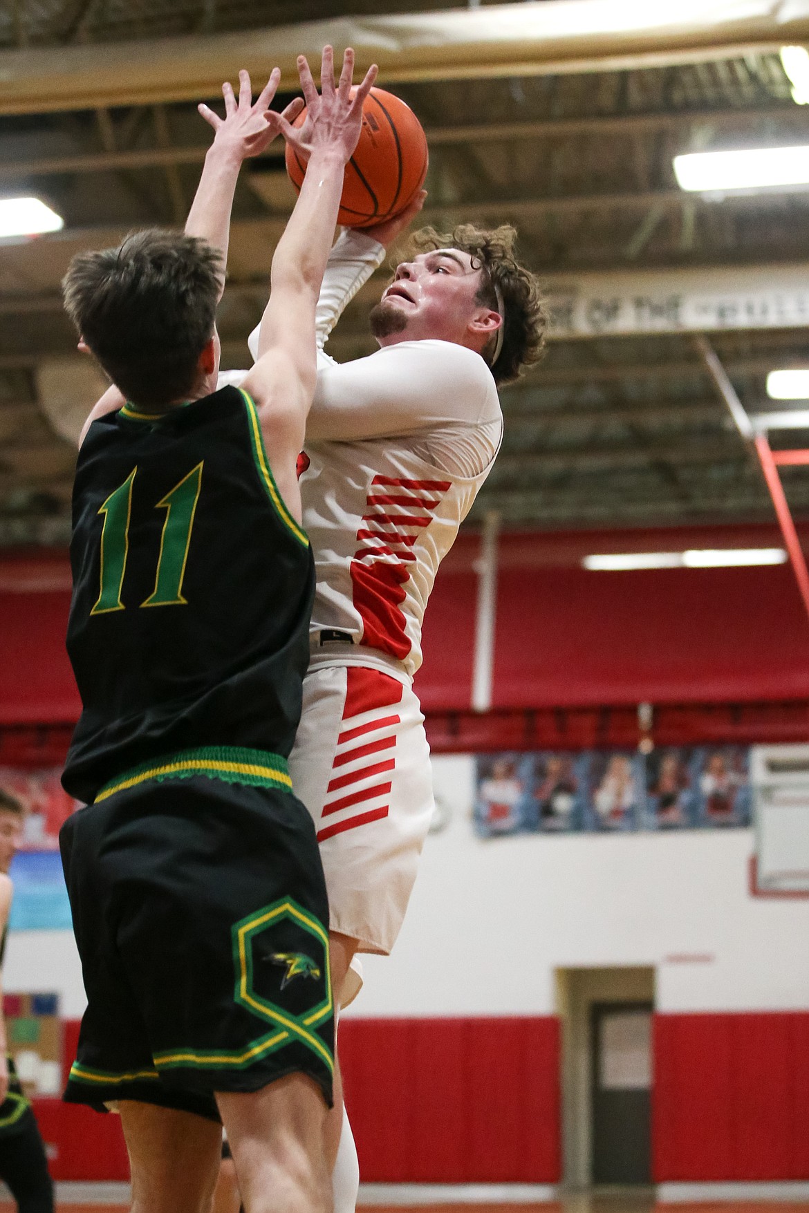 Arie VanDenBerg puts up a shot against Lakeland during Wednesday nights game.