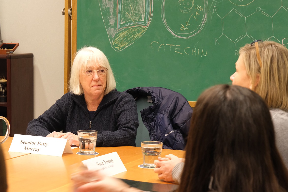 Sen. Patty Murry meeting with leaders of Washington State University’s Breadlab in Skagit Valley on Wednesday.