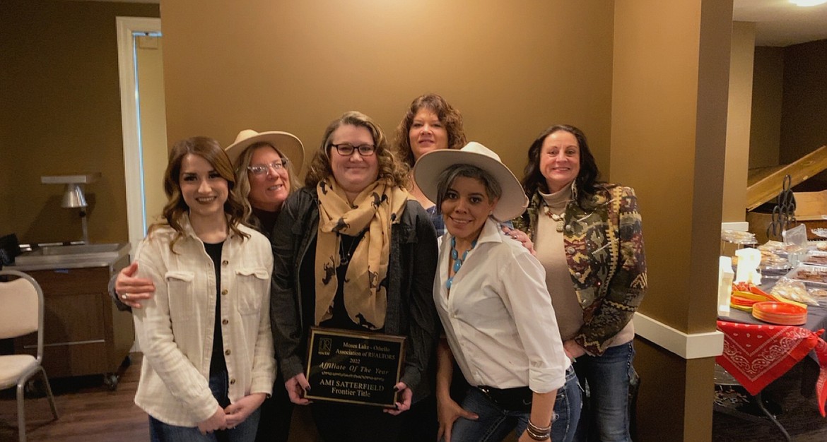 Ami Satterfield and her team at the Moses Lake-Othello Realtors Association banquet in January. From left: Marlen Gomez,  Erika Heist, Satterfield, Shelly Reynolds, Precilia Lopez and Michelle Mendenhall.