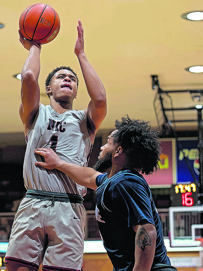 Photo courtesy of NORTH IDAHO COLLEGE
North Idaho College sophomore Julius Mims puts up a jumper during the second half of Wednesday's game against the Community Colleges of Spokane at Rolly Williams Court.
