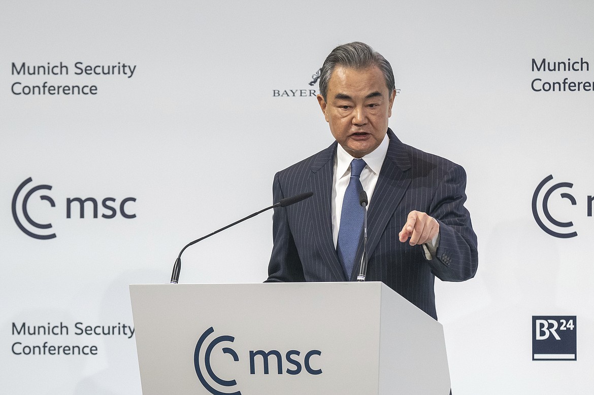 China's Director of the Office of the Central Foreign Affairs Commission Wang Yi speaks during the Munich Security Conference in Munich, Germany, Feb. 18, 2023. One year into Russia's war against Ukraine, China is offering a 12-point proposal to end the fighting. (Peter Kneffel/dpa via AP, File)