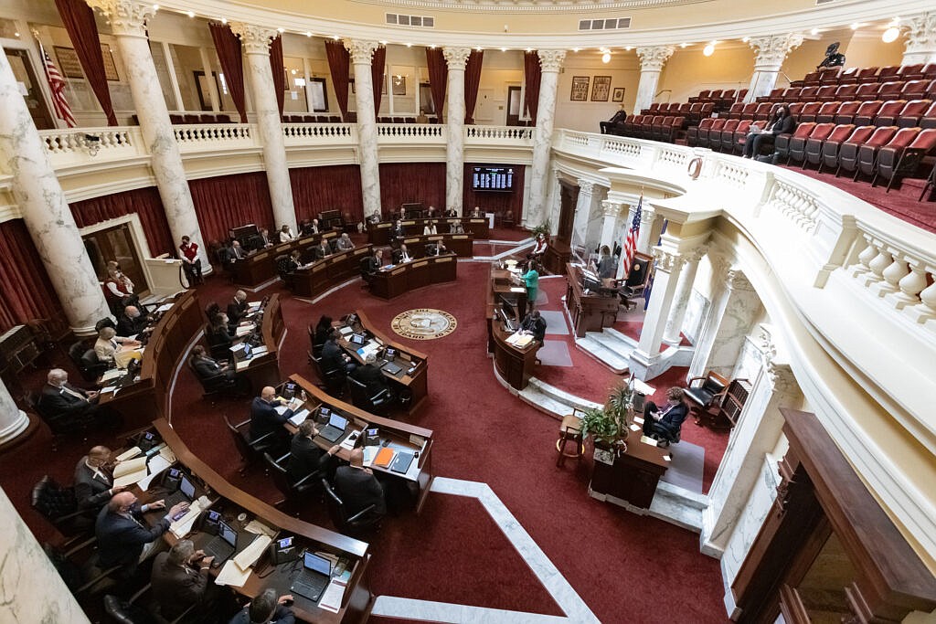 The Idaho Senate in session at the Idaho Capitol in Boise on April 6, 2021.