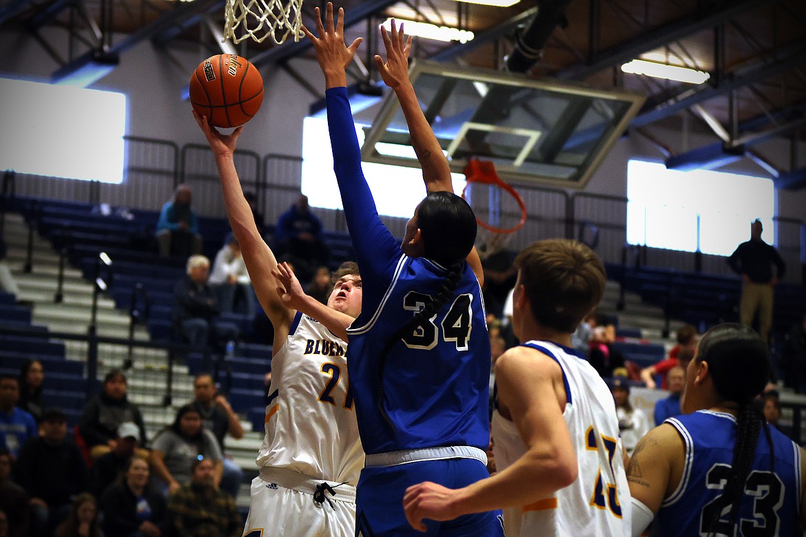 Thompson Falls guard Jacob Britt soars in for a layup during action at the Western B Divisional Tournament in Anaconda over the weekend. (Jeremy Weber/Bigfork Eagle)