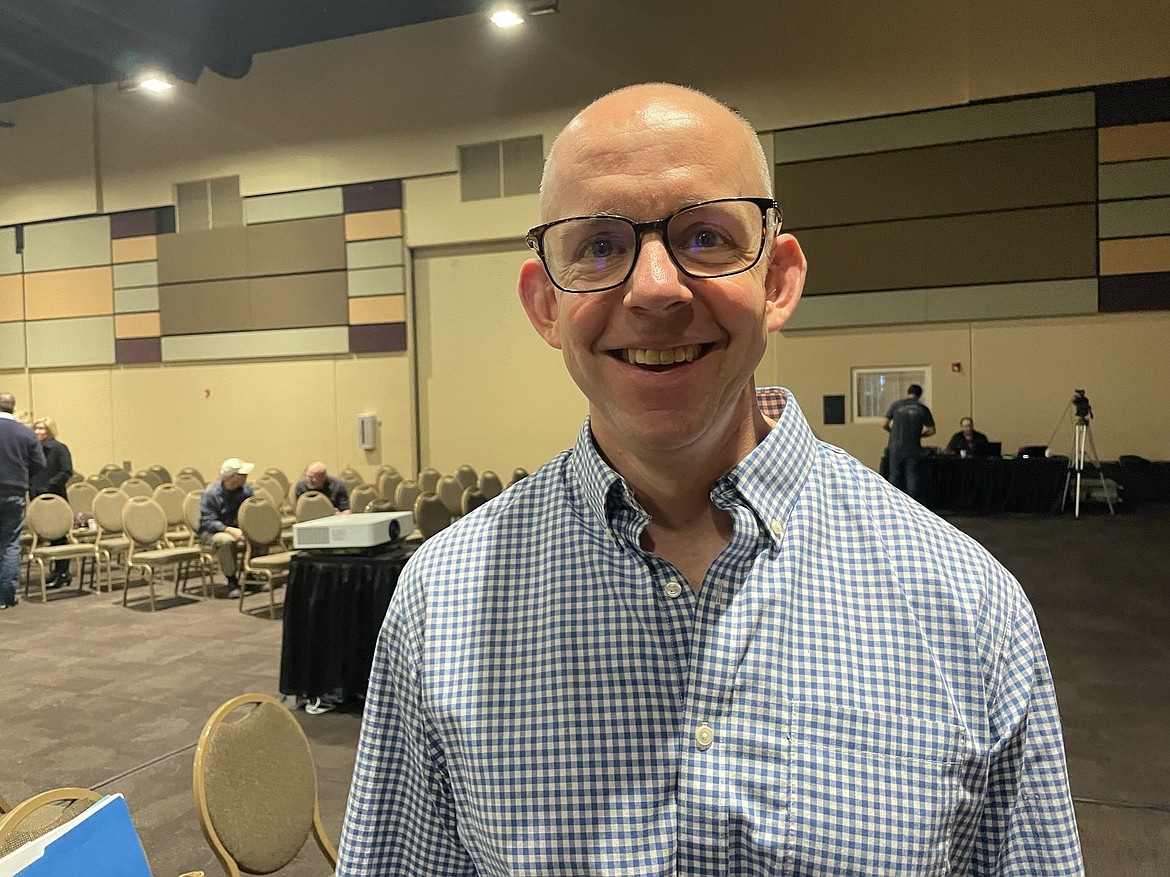 Adam Schulz, wine consultant, broker and owner of Richland-based Incredible Bulk Wine Co., at the Washington Wine Growers annual WineVit conference in Kennewick on Thursday.