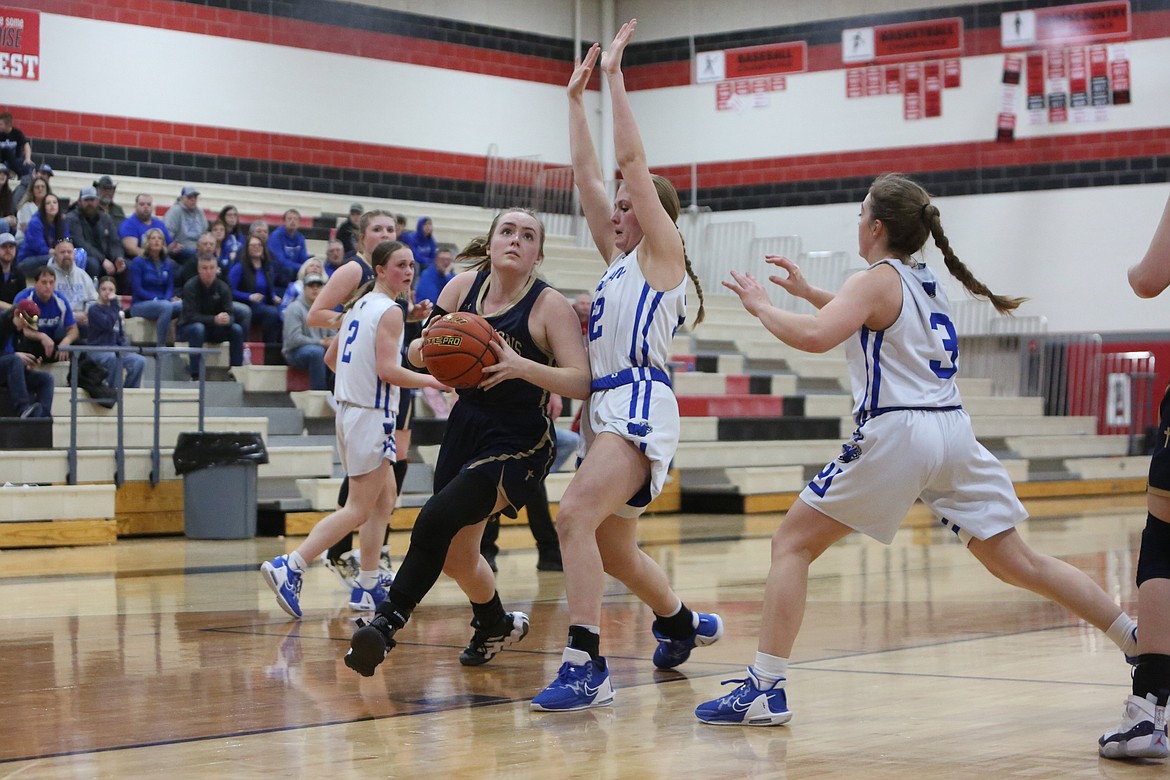 MLCA/CCS senior McKenna Meise drives to the rim during the fourth quarter of the Lion’s regional round matchup against Colton in Cheney.