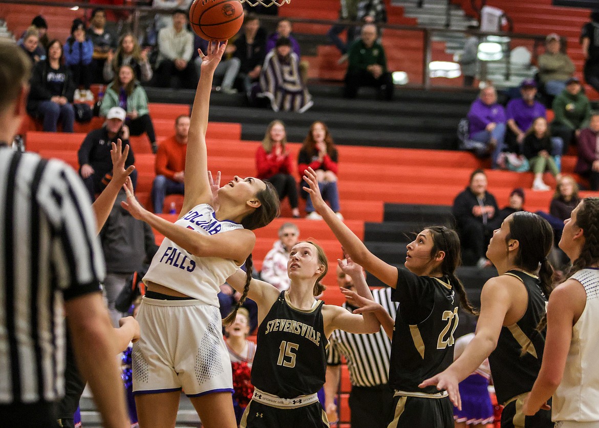 Senior Kia West goes for a lay up against the Yellowjackets on Friday in Ronan at the Western A Divisional tournament. (JP Edge photo)