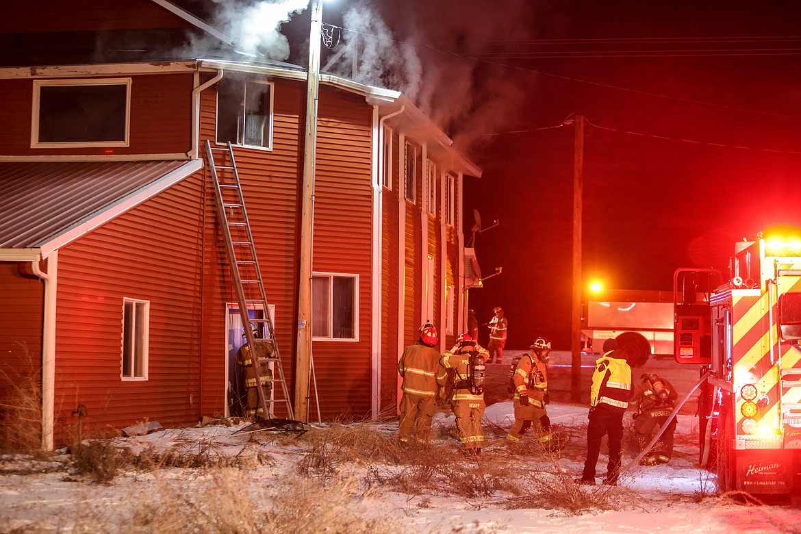 It was all hands on deck last Friday when three fire crews, the county sheriff and ambulance responded to a fire at the former Jolly Pack Rat. No injuries were reported. (JP Edge/Hungry Horse News)